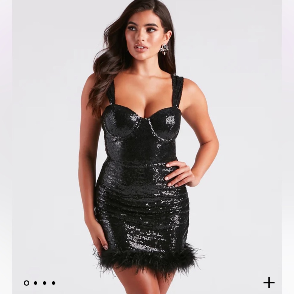 Windsor Aspyn Sequin Sweetheart Marabou Party Dress Size XL